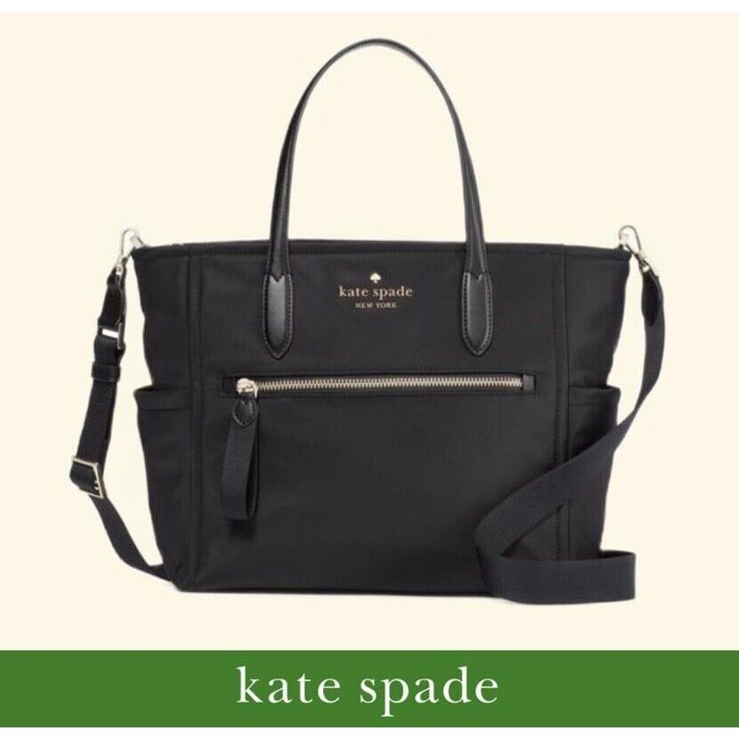 Kate Spade New York Chelsea Nylon Medium Satchel Tote Shoulder Bag Black Handbag - Exterior: Black