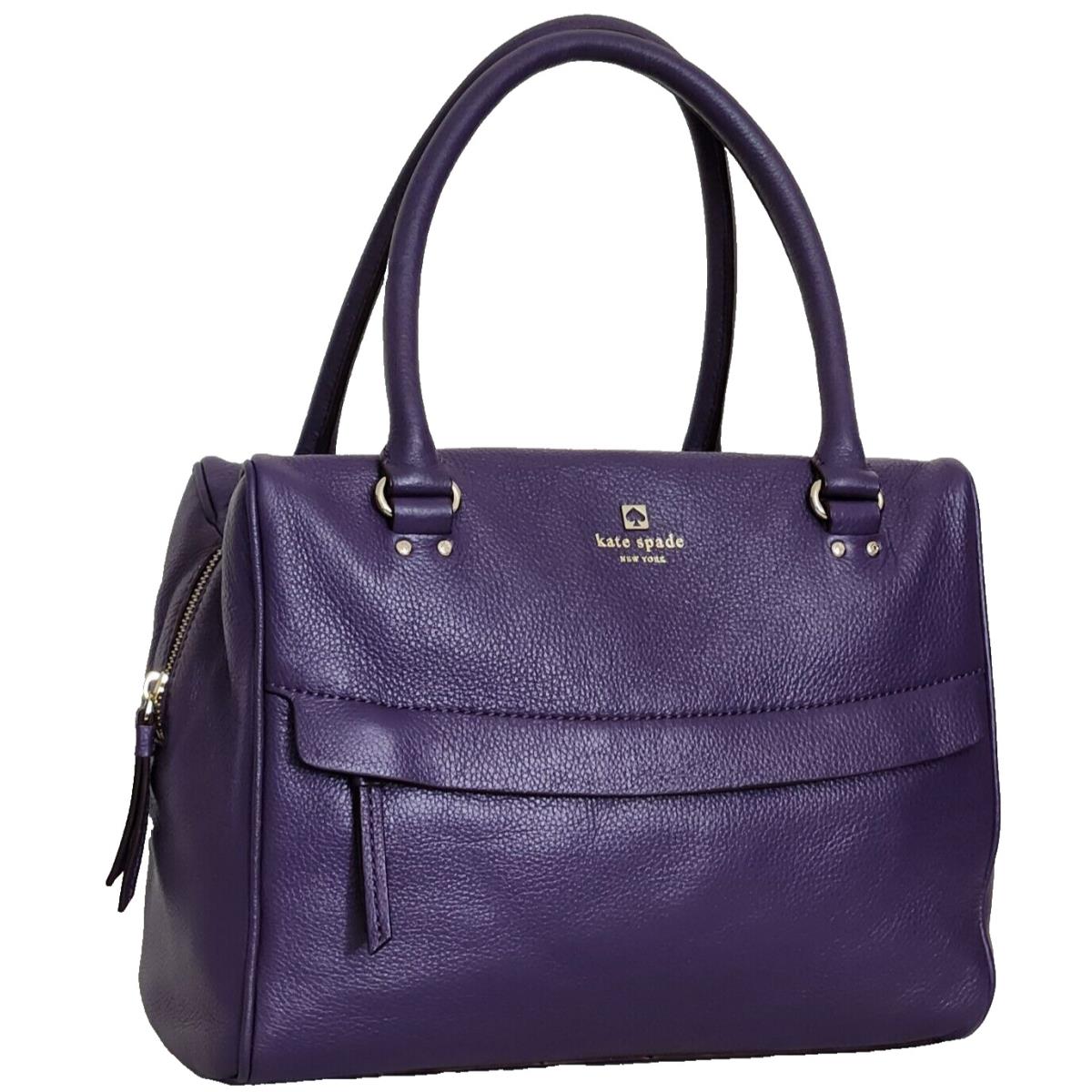 Kate Spade NY Shelby Grant Park Eggplant Purple Leather LG Satchel Bag