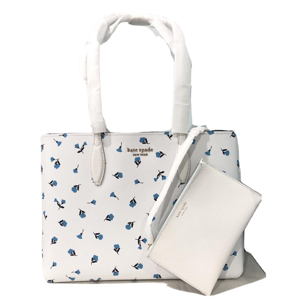 New Kate Spade All Day Dainty Bloom Large Laptop Tote w/ Pouch White Floral