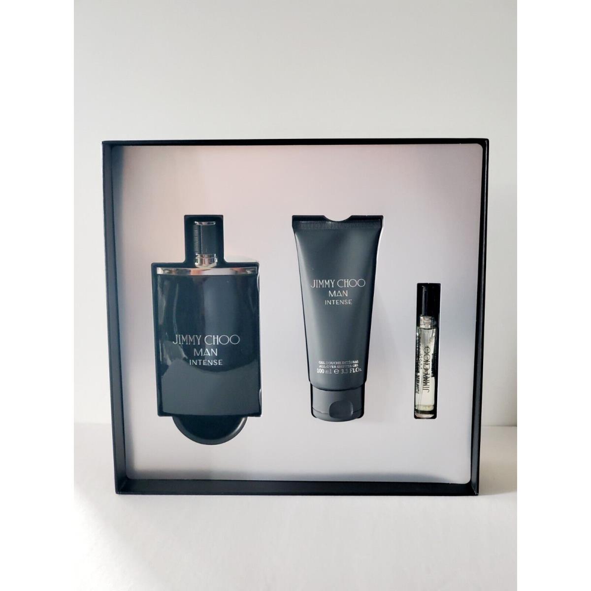 Jimmy Choo Intense 3.4OZ Edt + 7.5ML Edt + 3.4OZ Shower Gel 3PC Set For Men