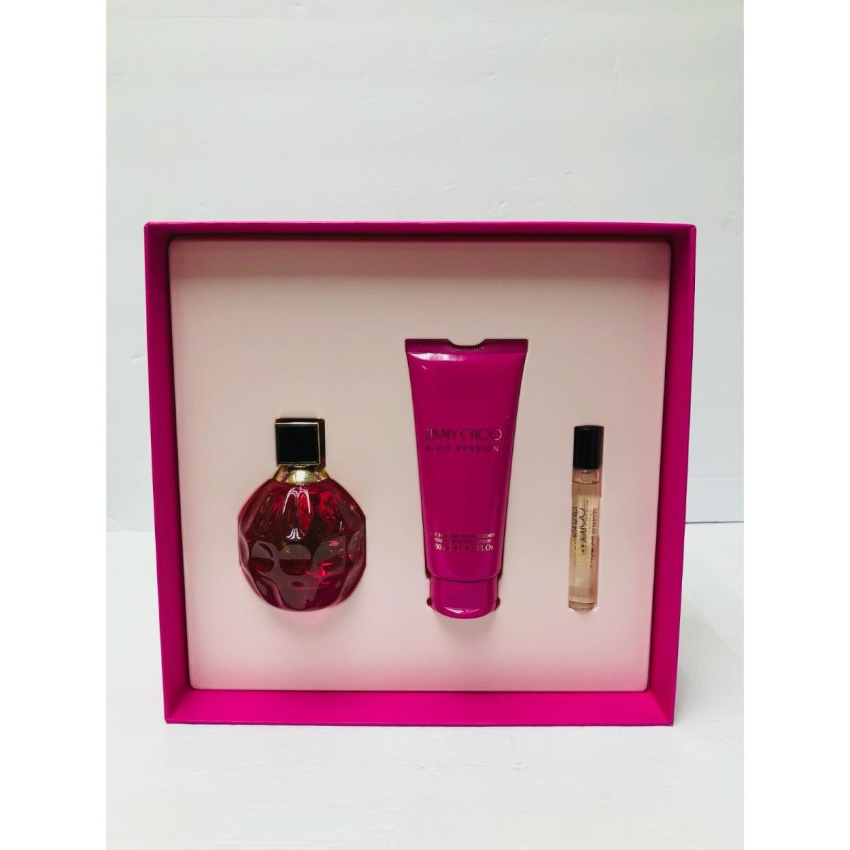 Jimmy Choo Rose Passion 3.3 oz Edp+ .25 Edp+ 3.3 Lotion Womens Set