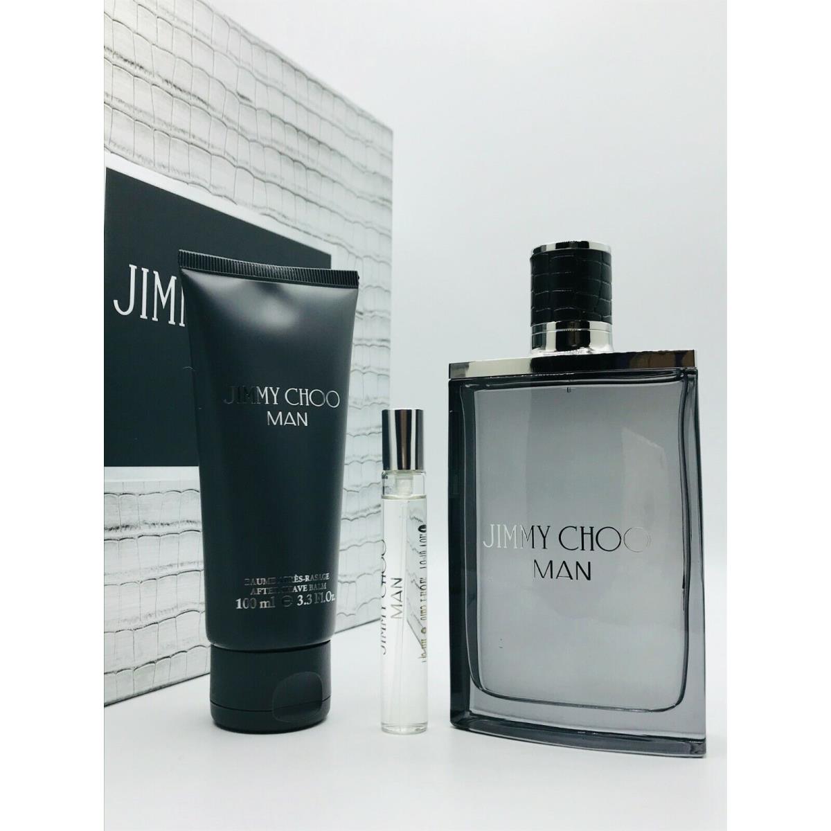 Jimmy Choo Man 3pc Set Cologne Spray 3.3 oz After Shave Balm 3.3 Mini Spray