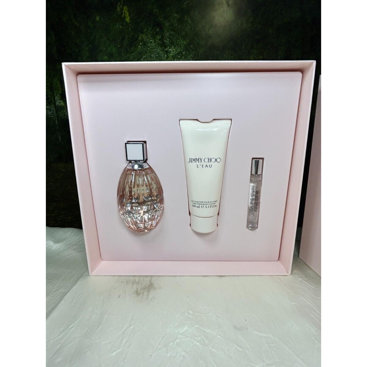 Jimmy Choo L`eau 90ML Edt Spray/ 100ML Body Lotion/ 7.5ML Edt Spray Gift Set