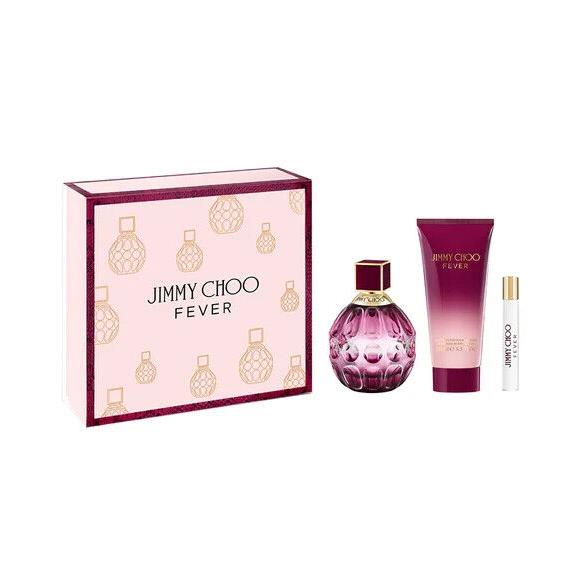 Jimmy Choo Fever Womens 3pc Gift Set 3.3oz Edp + .25oz Edp + Body Lotion 3.3oz