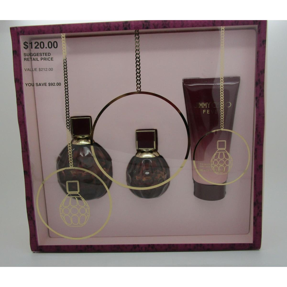 Jimmy Choo Fever 3-Piece Gift Set Edp 3.3 oz - Edp 1.3 oz - Lotion 3.3 oz Read