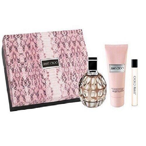 Jimmy Choo Gift Set 3.3 oz Edp + Body Lotion + Travel Size Perfume For Women