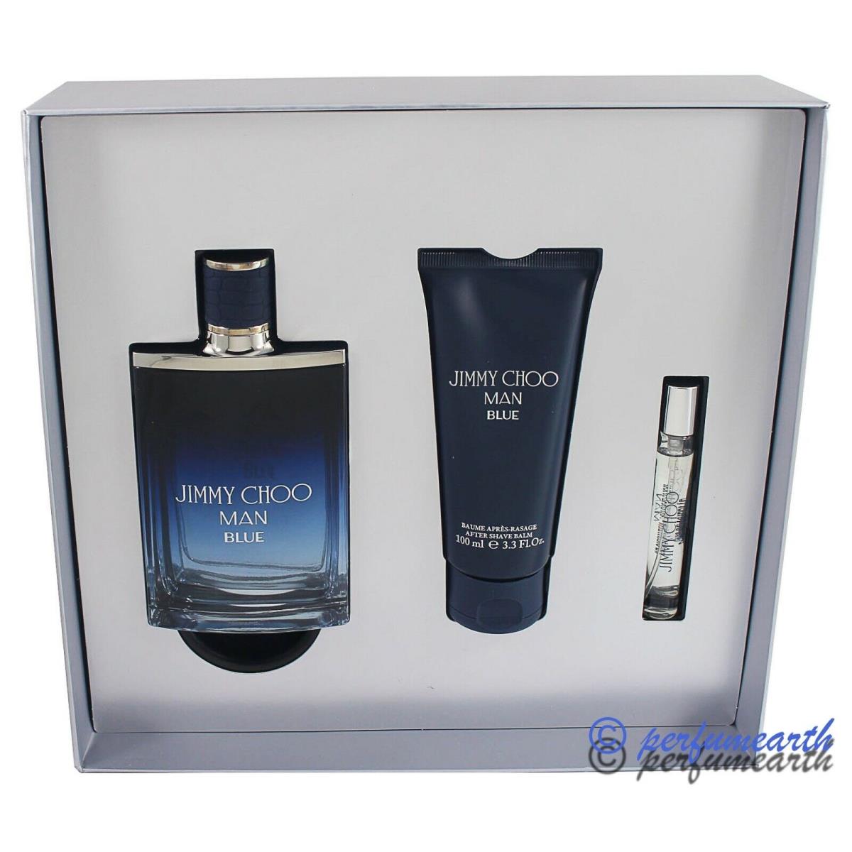 Jimmy Choo Man Blue 3 Pces Gift Set 3.3/3.4oz. Edt Spray For Men