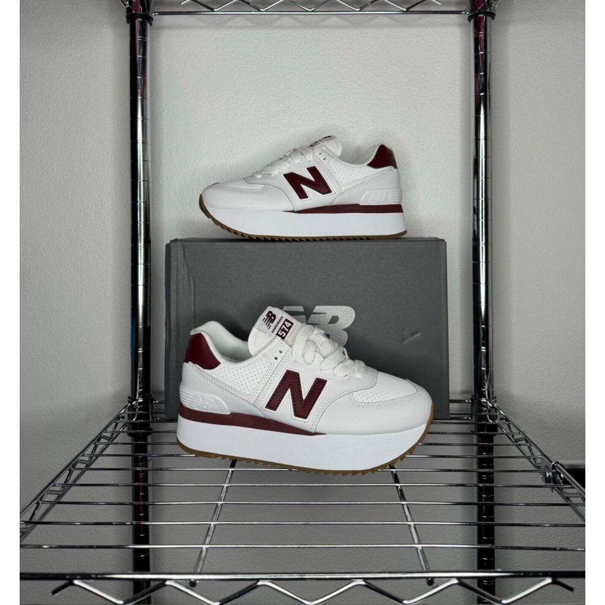 Women`s - New Balance 574+ `white Burgundy` WL574ZFC