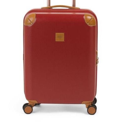 Brics 21in Red Brown Leather Detail Hardcase Tsa Lock Carry-on Spinner