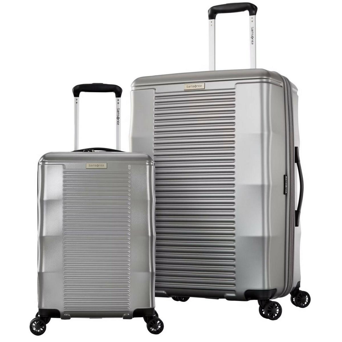 Samsonite 2 pc Hardside Luggage Set Spinner Wheels Expandable Suitcase Carry On Silver