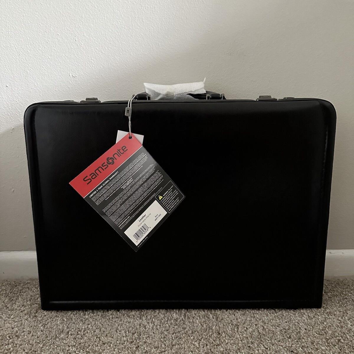 Samsonite Bonded Leather Expandable Attach Briefcase Black 44077-1041