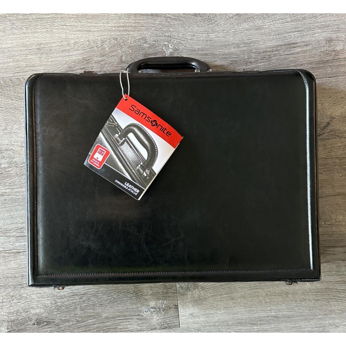 Samsonite Bonded Leather Expandable Attache Briefcase Black Hard 44077-1041
