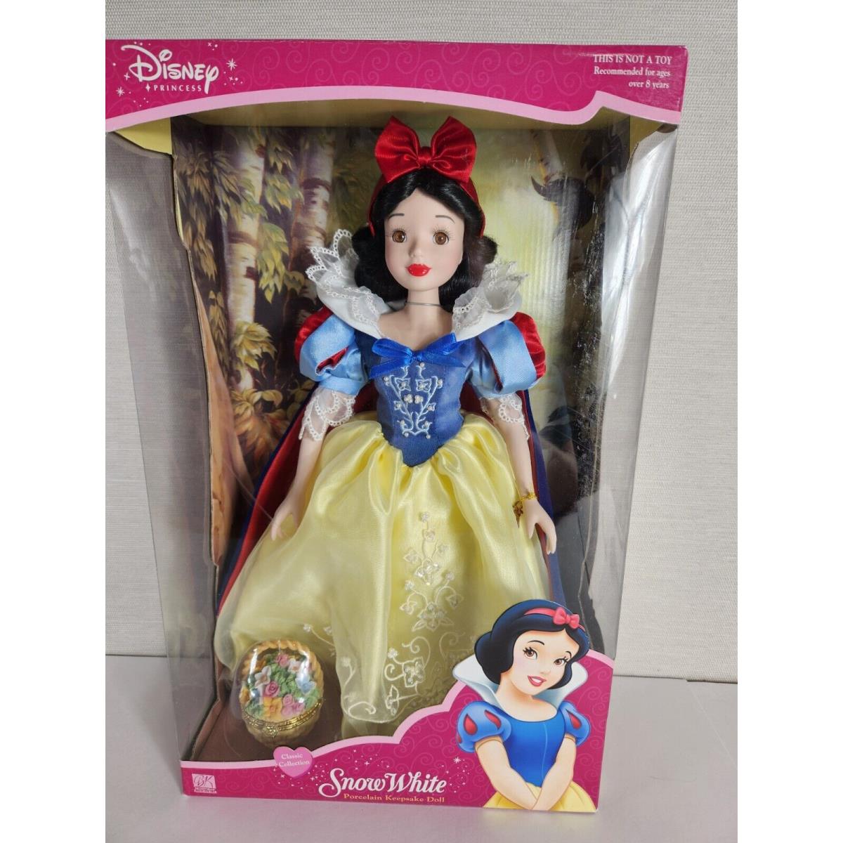 Vtg Disney Princess Snow White 16 Porcelain Doll Trinket Box 2003 Brass Key