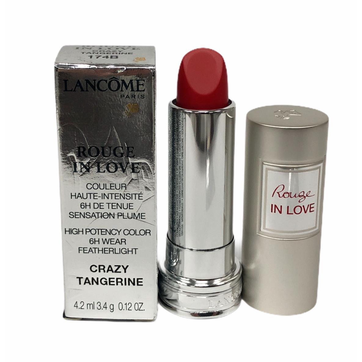 Lancome Rouge In Love High Potency Lipstick 3.4g/0.12Oz You Pick 174B Crazy Tangerine