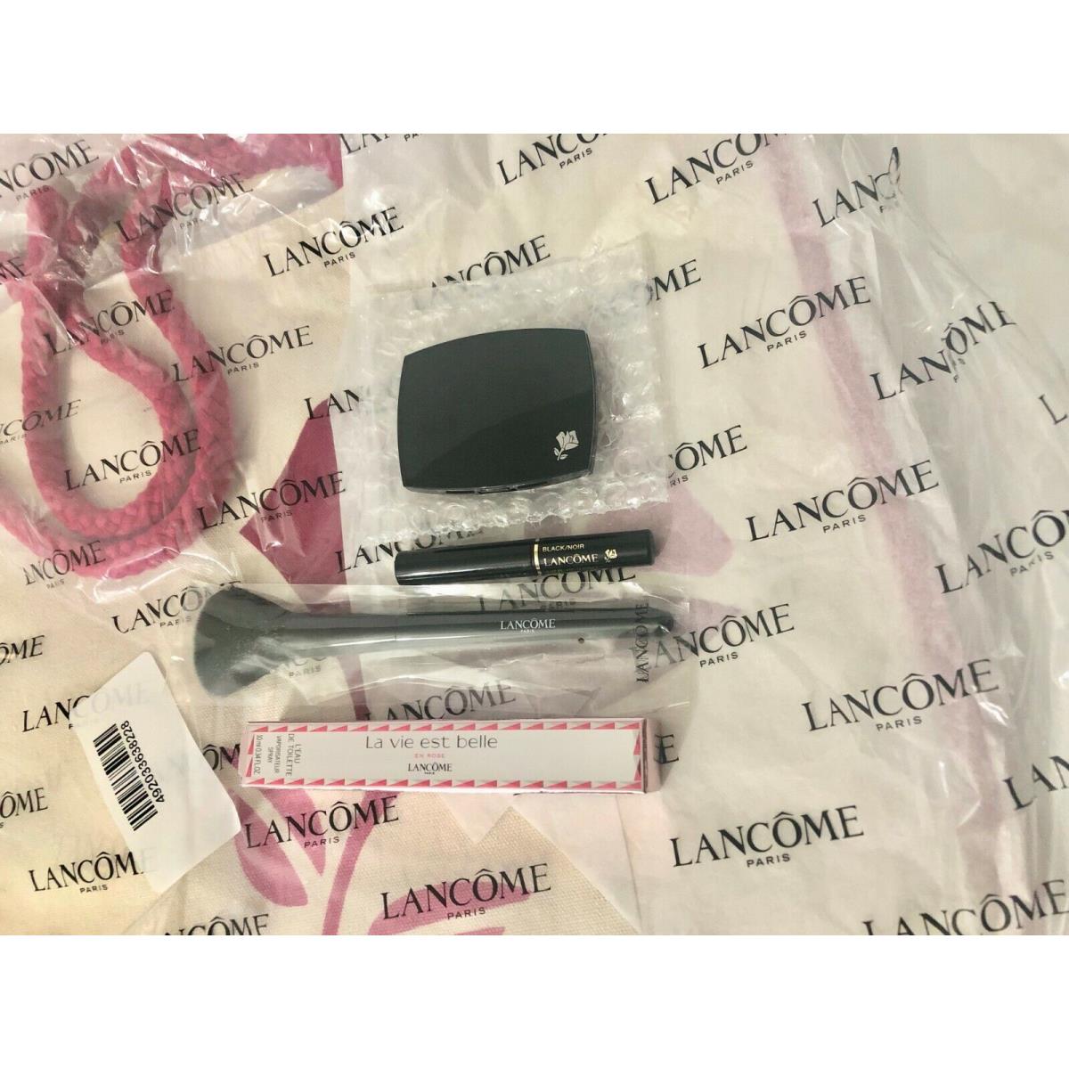 Lancome Pink Bag La Vie Est Belle Spray Eye Shadow Blush Brush Mascara