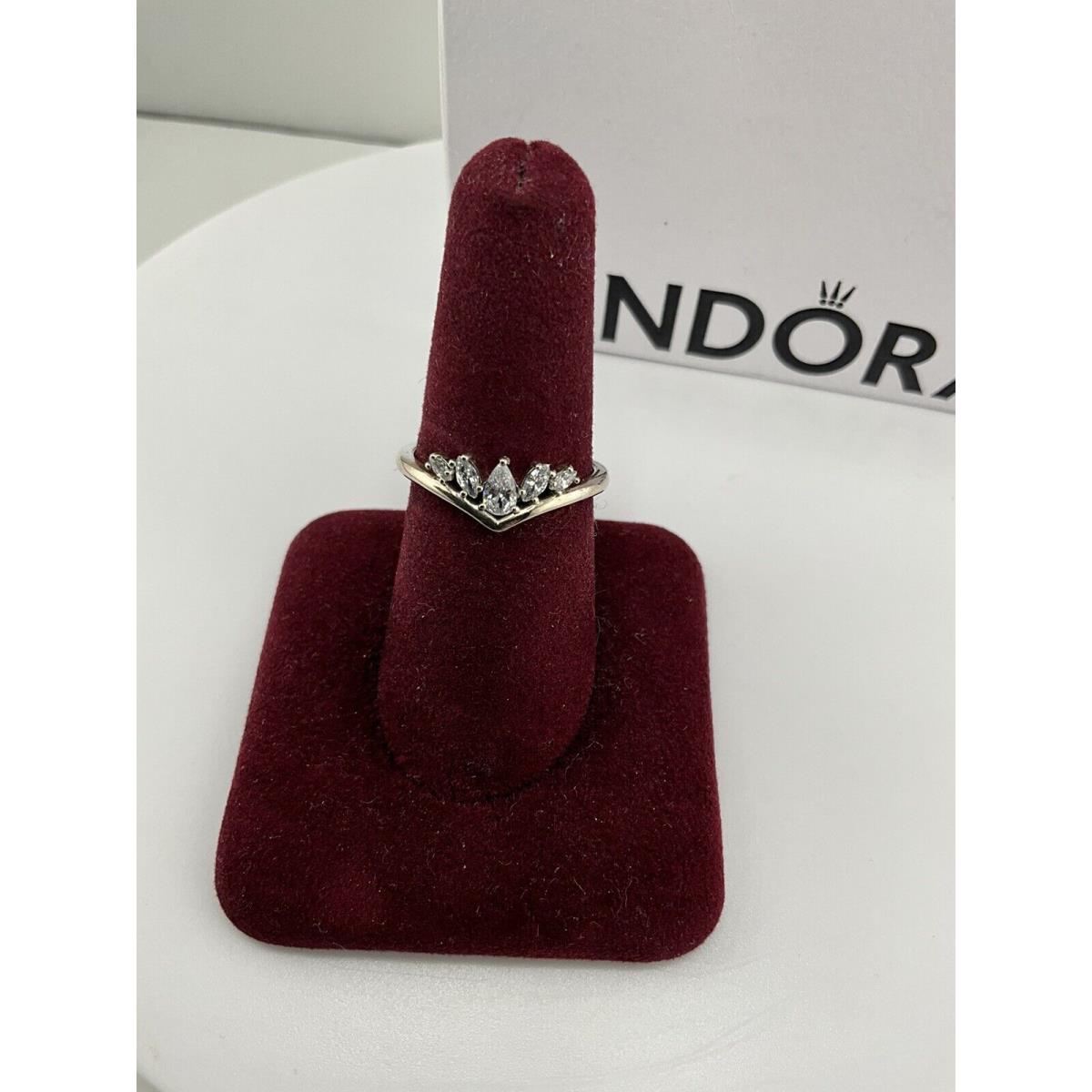 Pandora 925 Sparkling Pear Marquise Wishbone Ring 199109C01