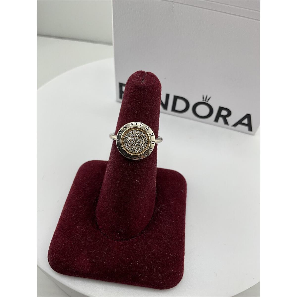 Pandora Signature Ring Clear Cz Two Tone 14k Gold 196231CZ50