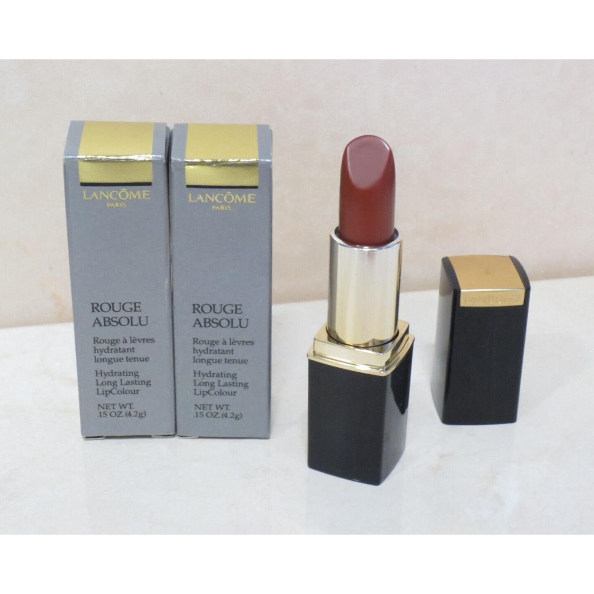 Lancome Rouge Absolu Hydrating Lip Color Brun Fresque 0.15 OZ Boxed Lot OF 2