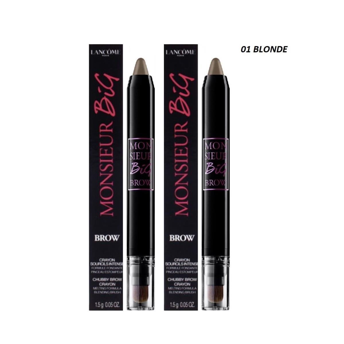 Lancome Monsieur Big Brow Chubby Brow Crayon 0.05oz 01 Blonde Boxed Lot OF 2