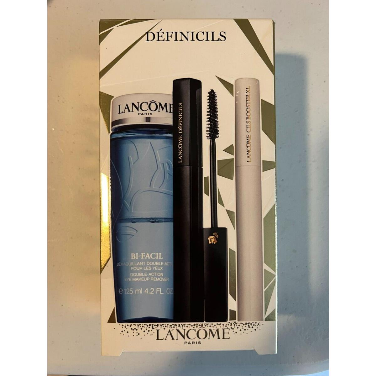 Lancome Set: Definicils Mascara + Cils Booster XL + Eye Makeup Remover Full Size