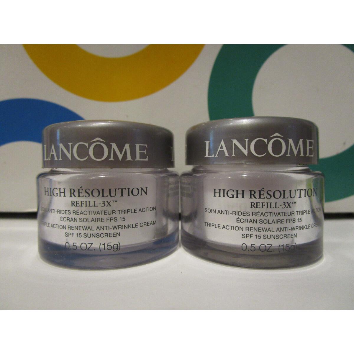 Lancome High Resolution Refill 3X 0.5 OZ Sample Size Boxless / 2 Piece Lot