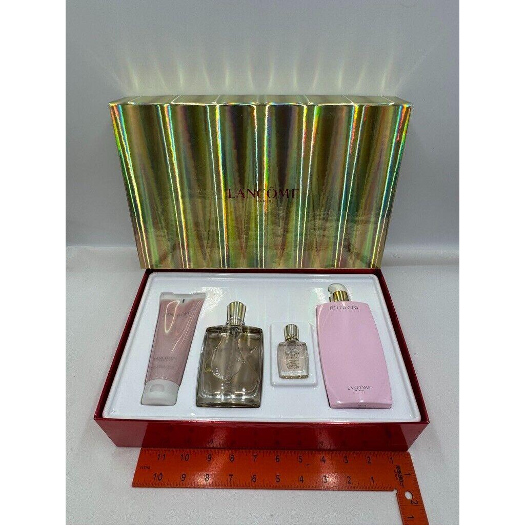 XL Lancome Miracle 3 Piece Gift Set Edp 3.4 Oz/body Lotion 6.8 /shower Gel 3.4