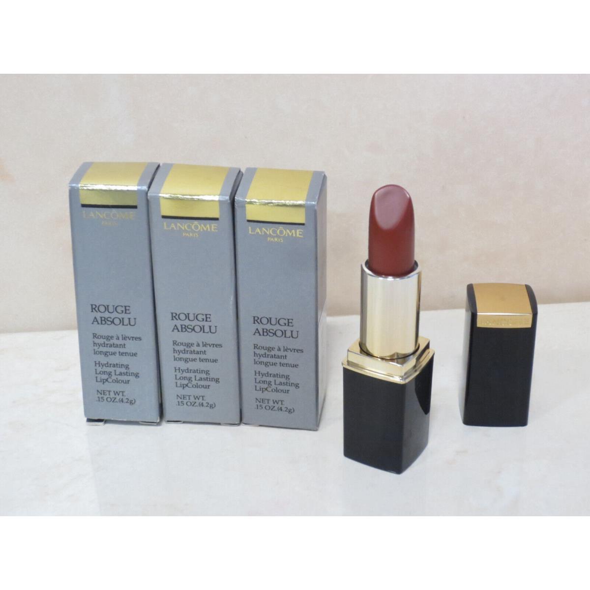 Lancome Rouge Absolu Hydrating Lip Color Brun Fresque 0.15 OZ Boxed Lot OF 3