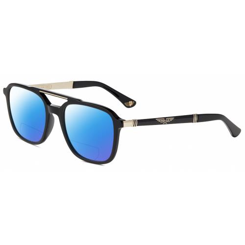 Police SPLA53 Unisex Polarized Bifocal Reading Sunglasses Black Gold 55mm 41 Opt