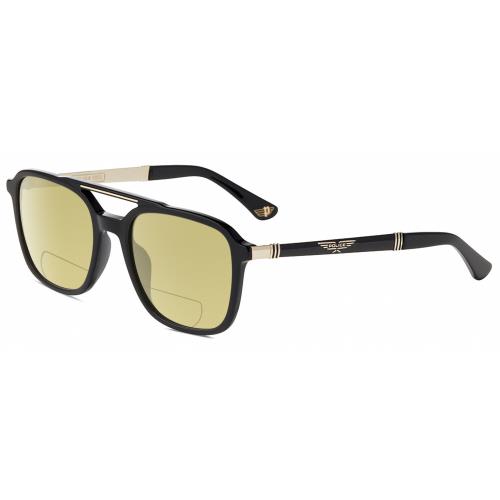 Police SPLA53 Unisex Polarized Bifocal Reading Sunglasses Black Gold 55mm 41 Opt Yellow