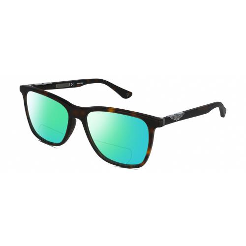 Police SPL872 Unisex Polarized Bifocal Sunglasses Tortoise Havana 56mm 41 Option Green Mirror