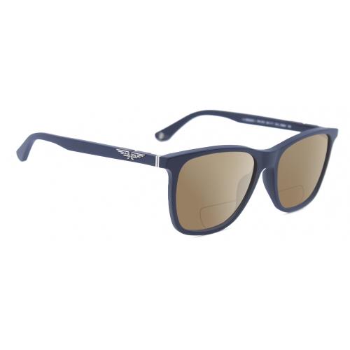 Police SPL872 Unisex Polarized Bifocal Sunglasses Navy Blue Silver 56 mm 41 Opt Brown