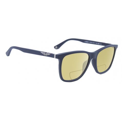 Police SPL872 Unisex Polarized Bifocal Sunglasses Navy Blue Silver 56 mm 41 Opt Yellow