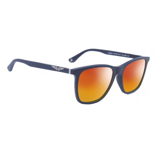 Police SPL872 Unisex Designer Polarized Sunglasses Navy Blue Silver 56 mm 4 Opt Red Mirror Polar