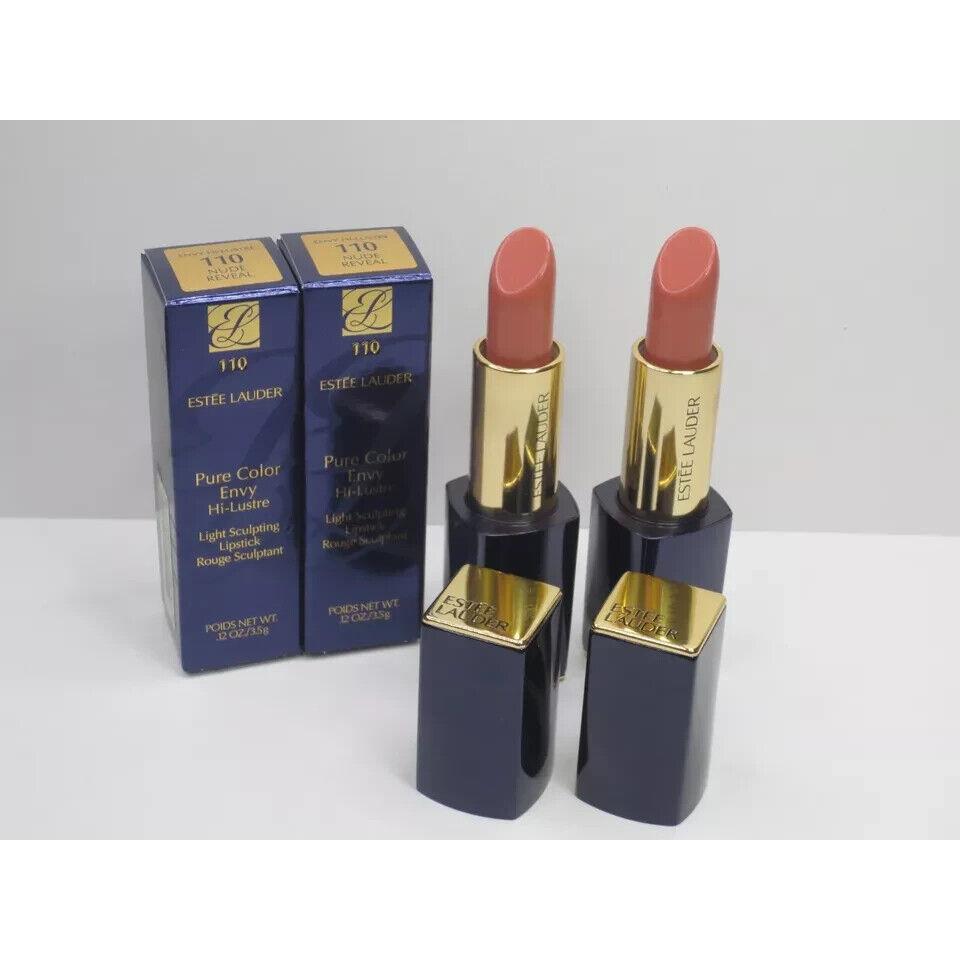 Estee Lauder Pure Color Envy Lipstick 110 Reveal 0.12 OZ Boxed Lot OF 2