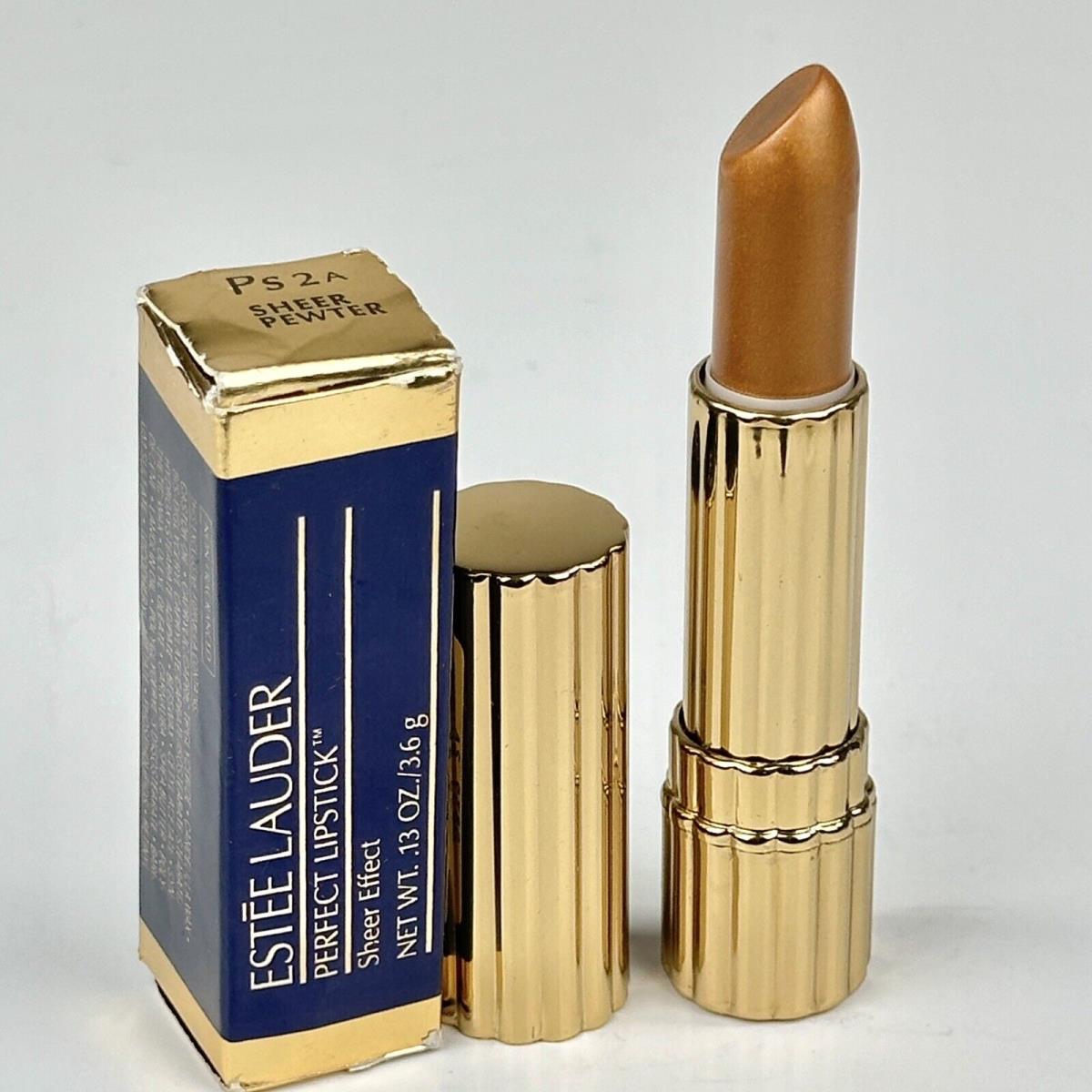 Estee Lauder Perfect Lipstick Sheer Pewter Satin Sheer Effect Gold Tone Vintage