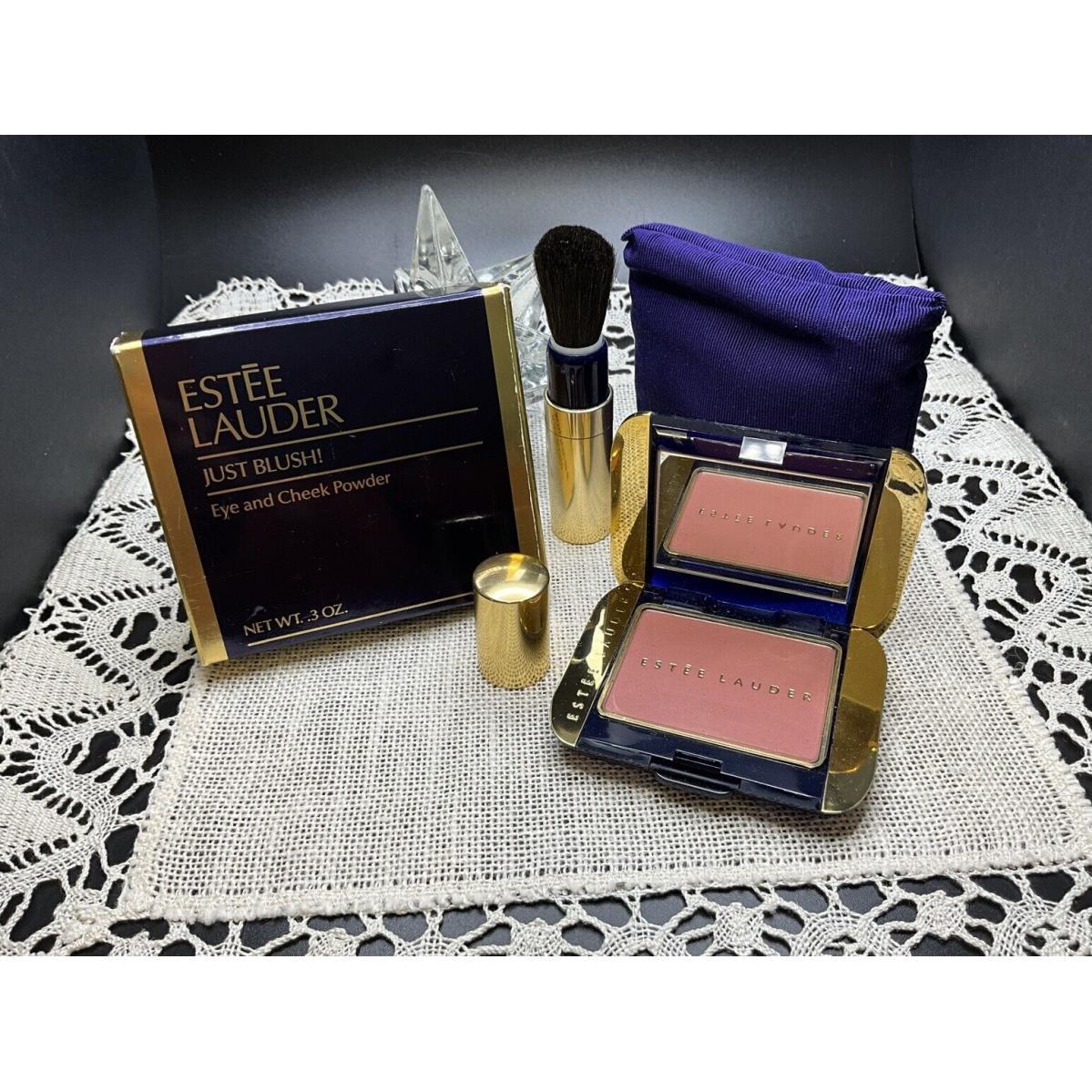 Est e Lauder Just Blush Eye Cheek Powder Rose-tutu Brush-compact Case-nib