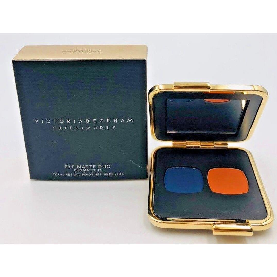 Victoria Beckham Estee Lauder Eye Matte Duo 03 Sapphire / Orange 1.8g As Pic