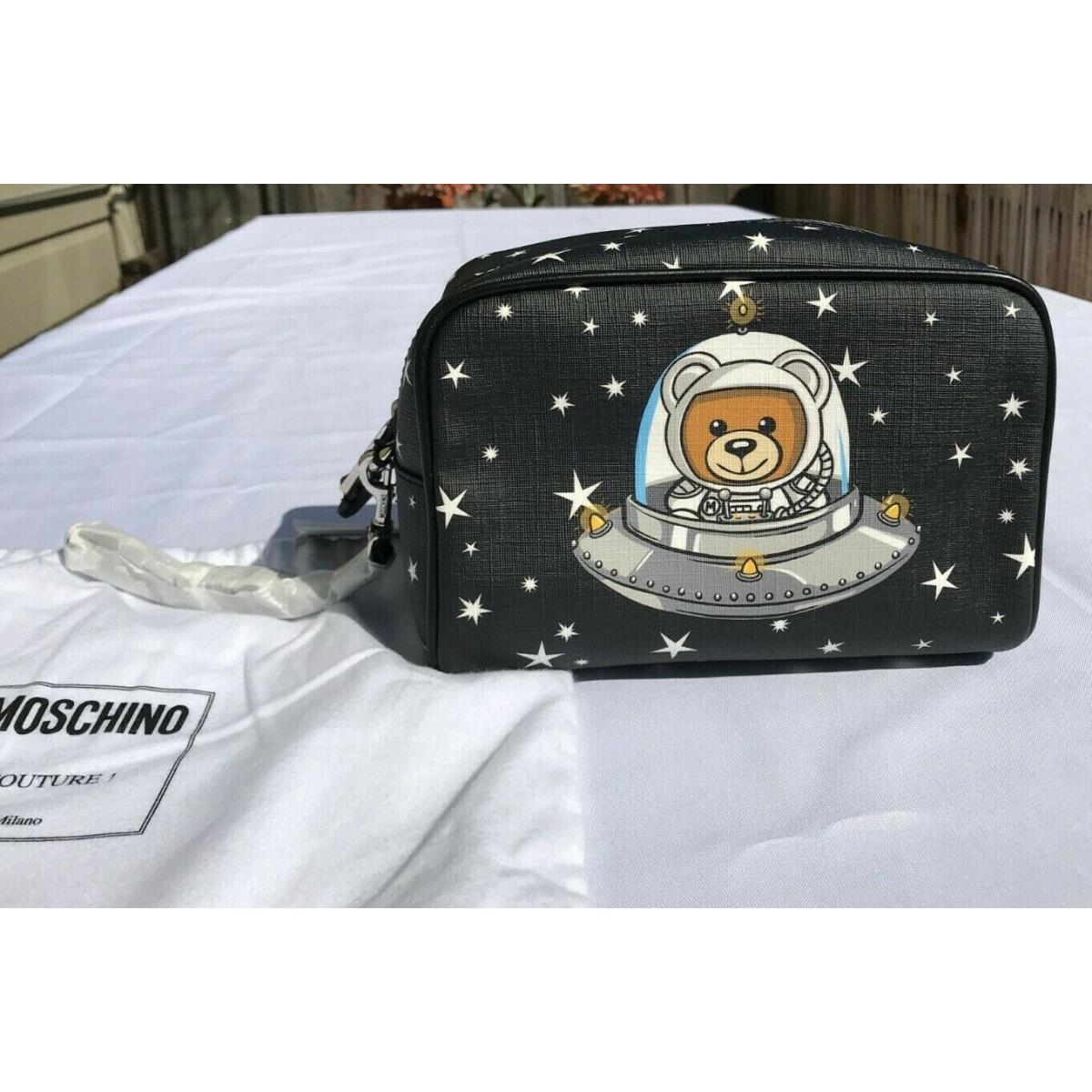 AW18 Moschino Couture Jeremy Scott Ufo Teddy Bear Invasion Black Make UP Bag