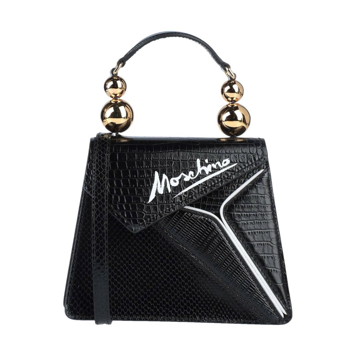 SS20 Moschino Couture Picasso Black Leather Cubism Snakeskin Leathershoulder Bag