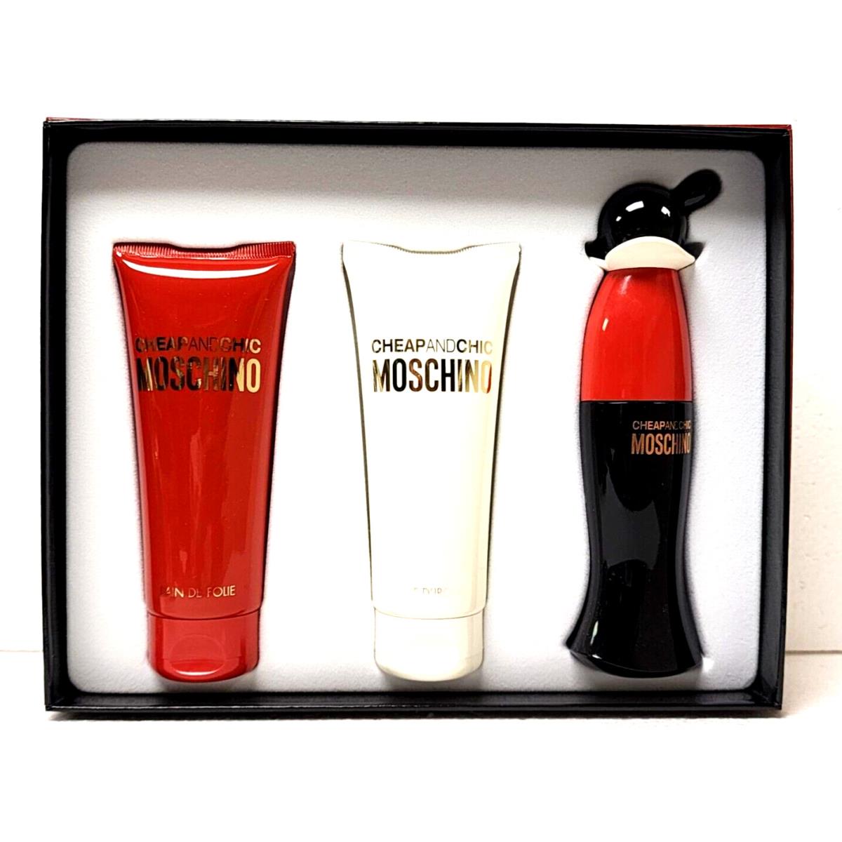 and Chic Moschino Women Set 1.7 Edt SP 3.4 Body Lotion 3.4 Shower Gel