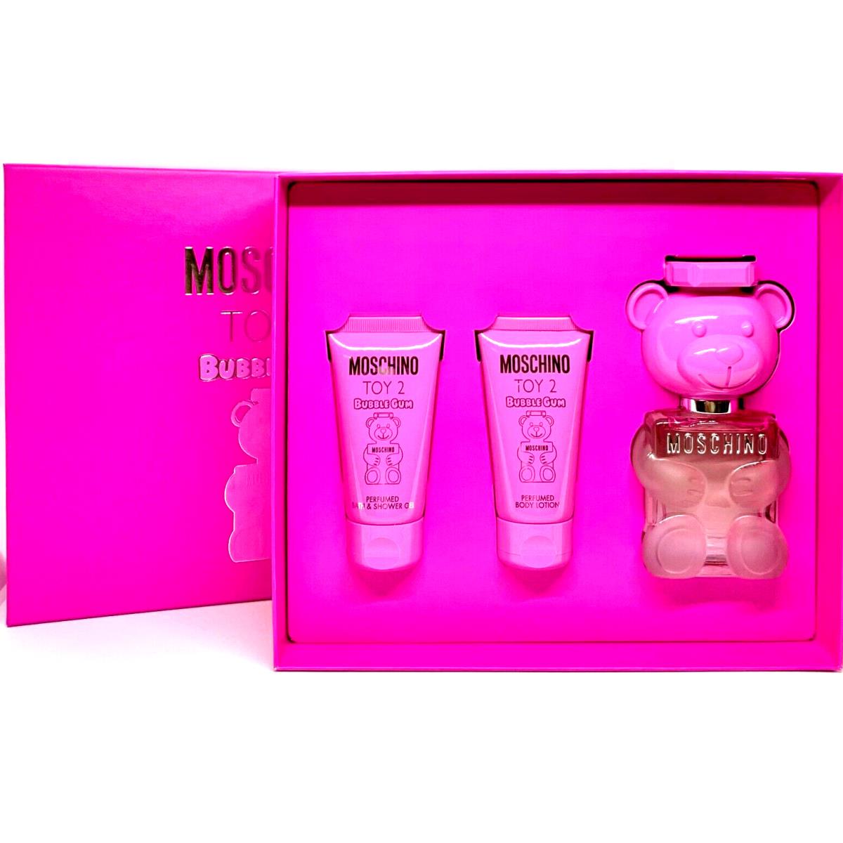 Moschino Toy 2 Bubble Gum 3 Pcs Gift Set 1.7 Oz Edt Body Lotion Shower Gel