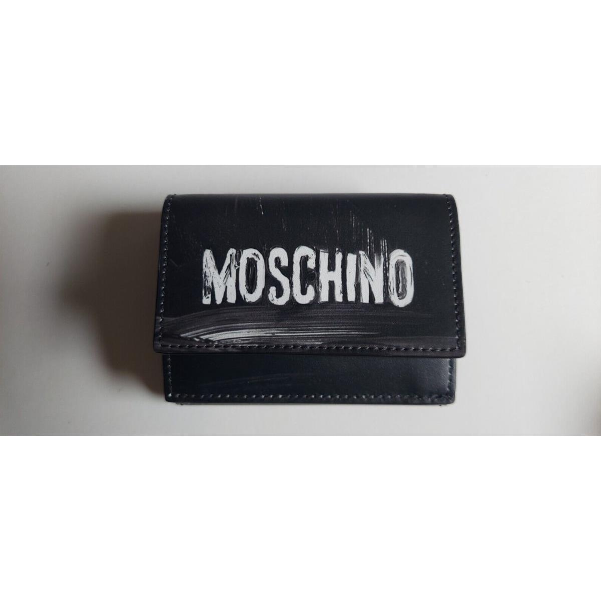 Moschino Couture Black White Painted Brushstroke Fold Wallet