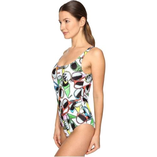 Moschino Sunglass Maillot White Multi Women`s Swimsuits One Piece 36/M