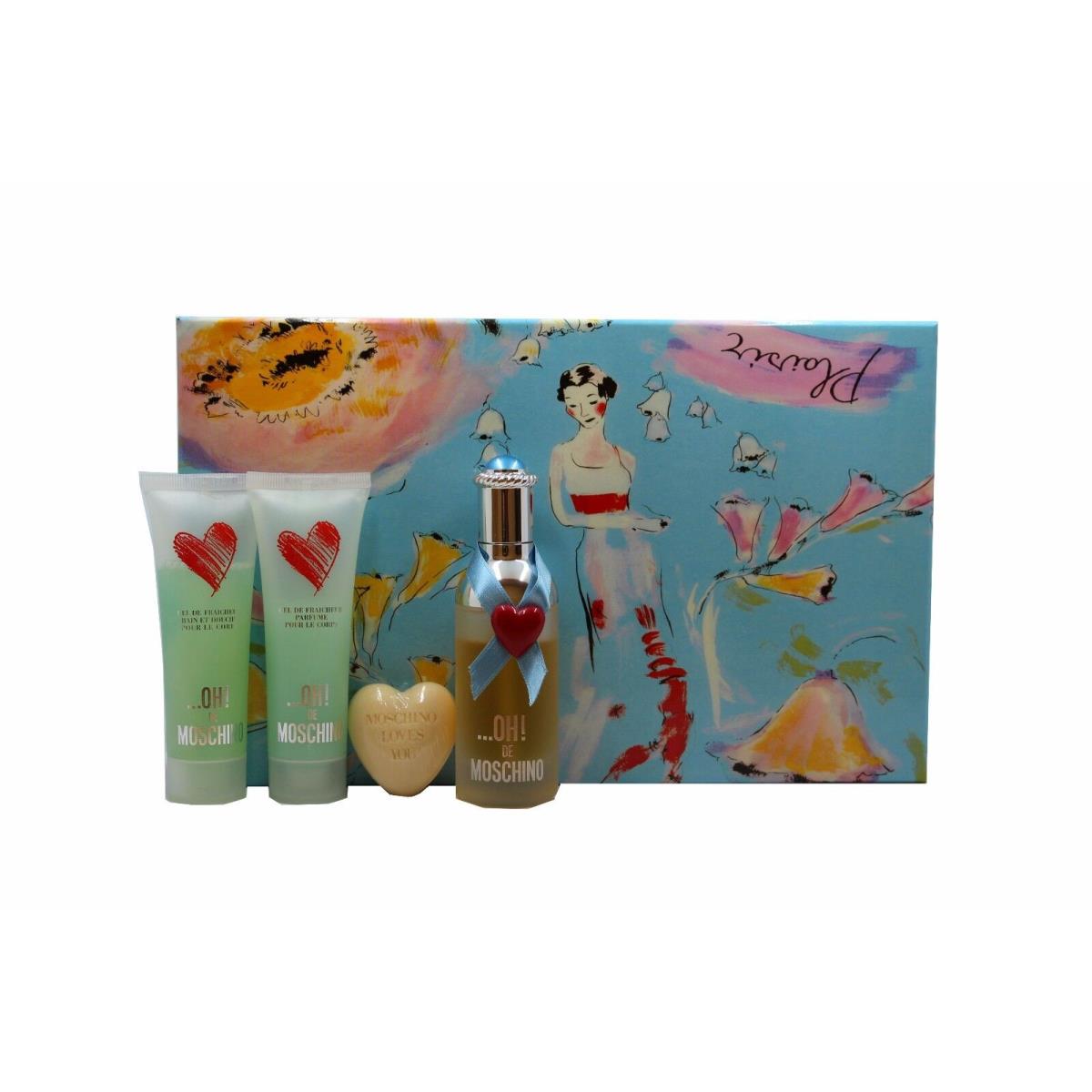 OH DE Moschino 4 Piece Gift Set with Eau DE Toilette Spray 45 ML/1.5 Oz. D