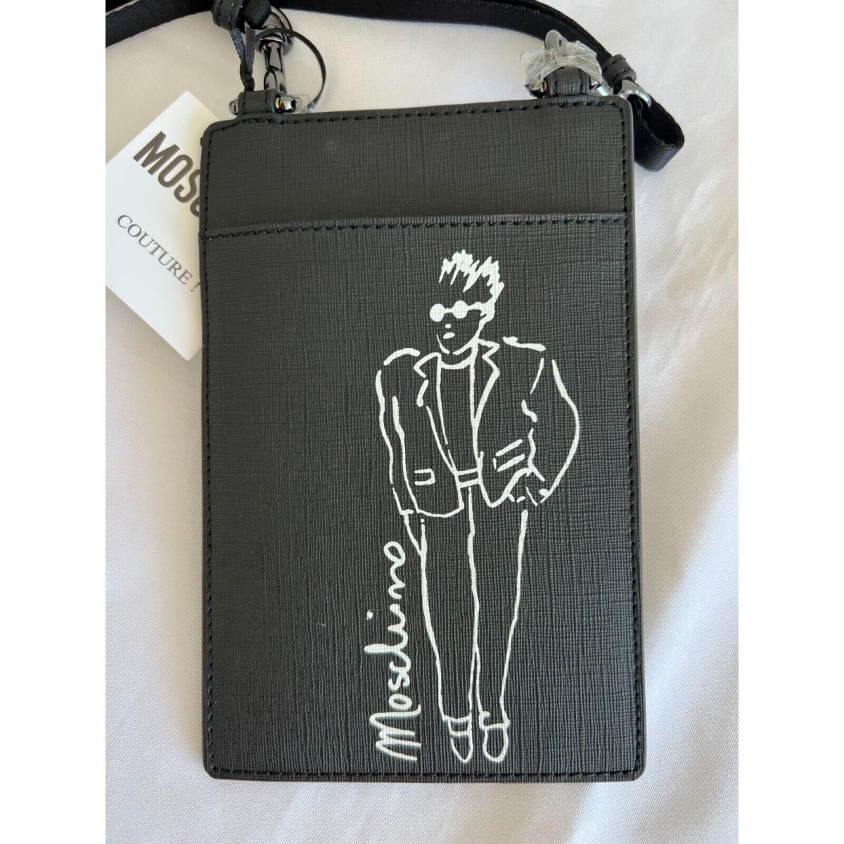 AW20 Moschino Couture Jeremy Scott Black Rectangular ID Wallet Bag Man`s Sketch