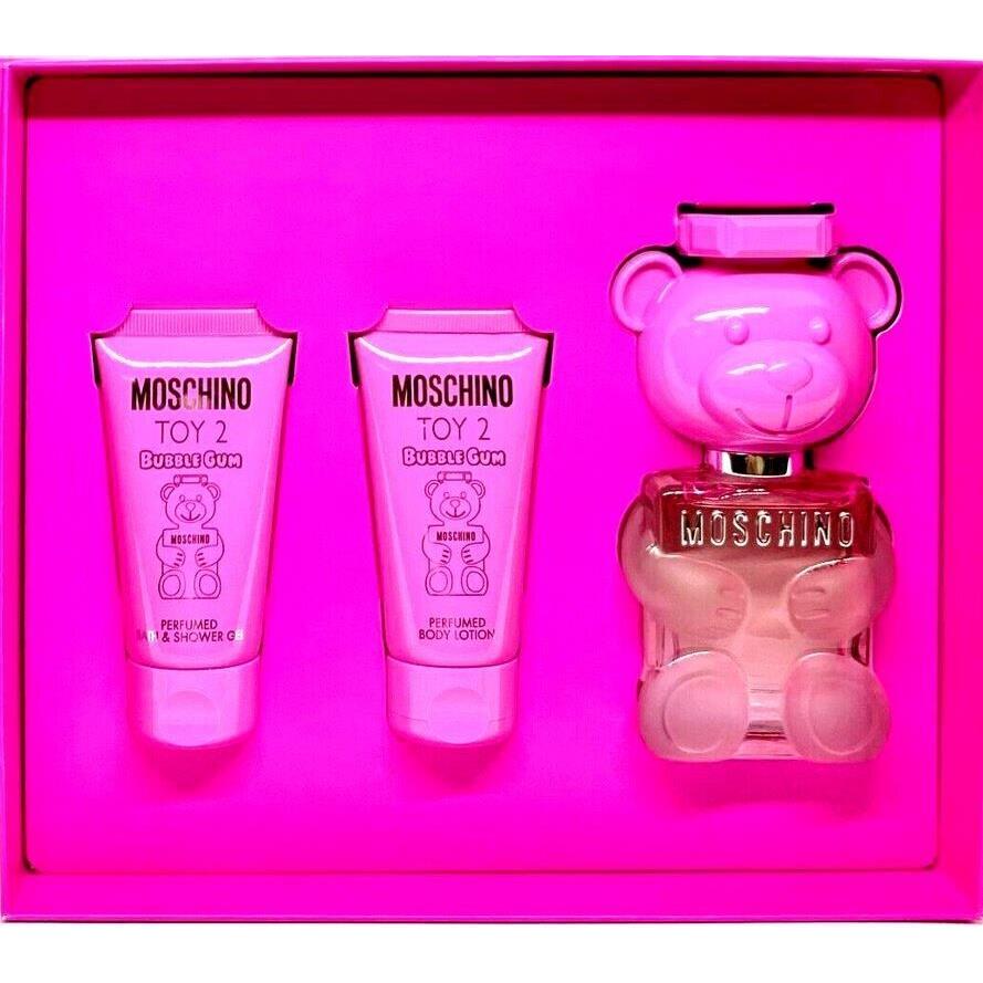 Moschino Toy 2 Bubble Gum For Women 3 pc Gift Set 1.7 oz Edt Spray + Body Lotion