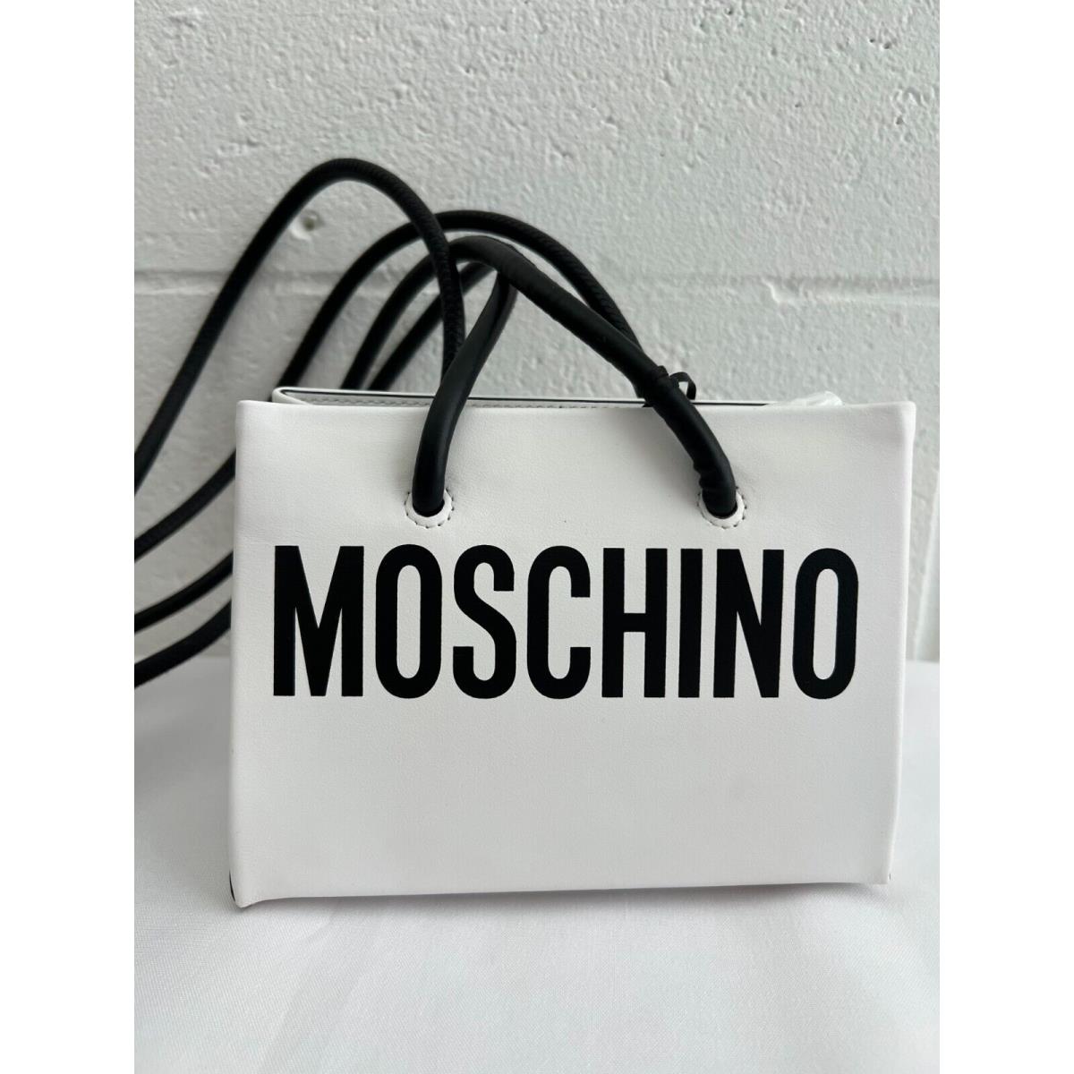 SS21 Moschino Couture Jeremy Scott White Leather Mini Shopper Shoulder Bag Logo