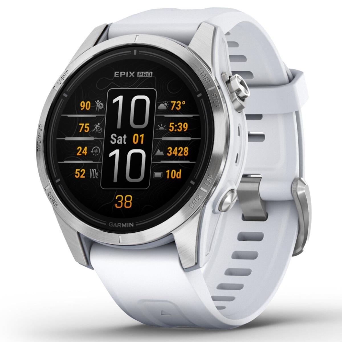 Garmin 010-02802-00 Epix Pro Gen 2 Standard 42MM Smartwatch Whitestone Watch - Silver with Whitestone Band