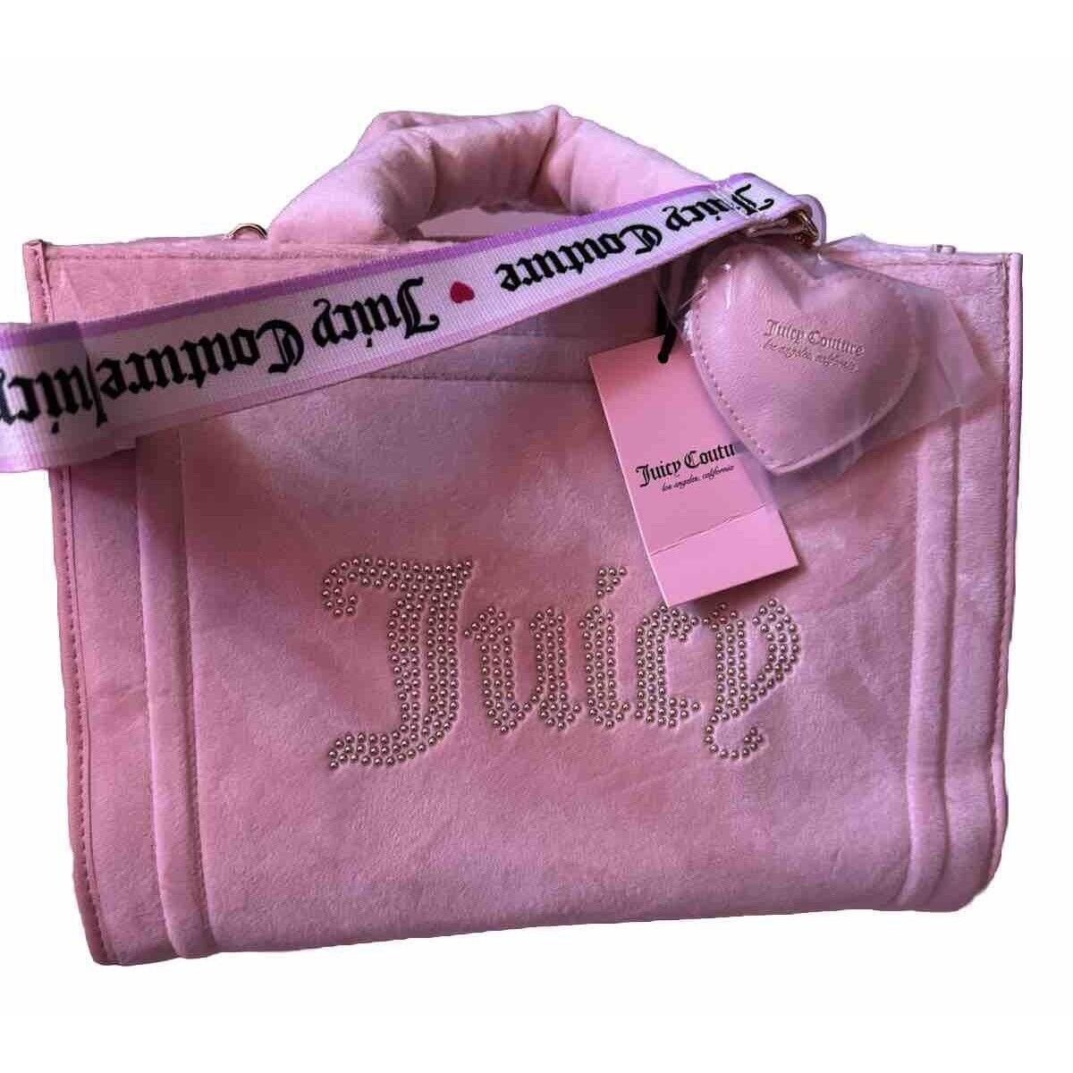 Juicy Couture Extra Spender Velour LG Tote W/crossbody Logo Strap Pink Barbie