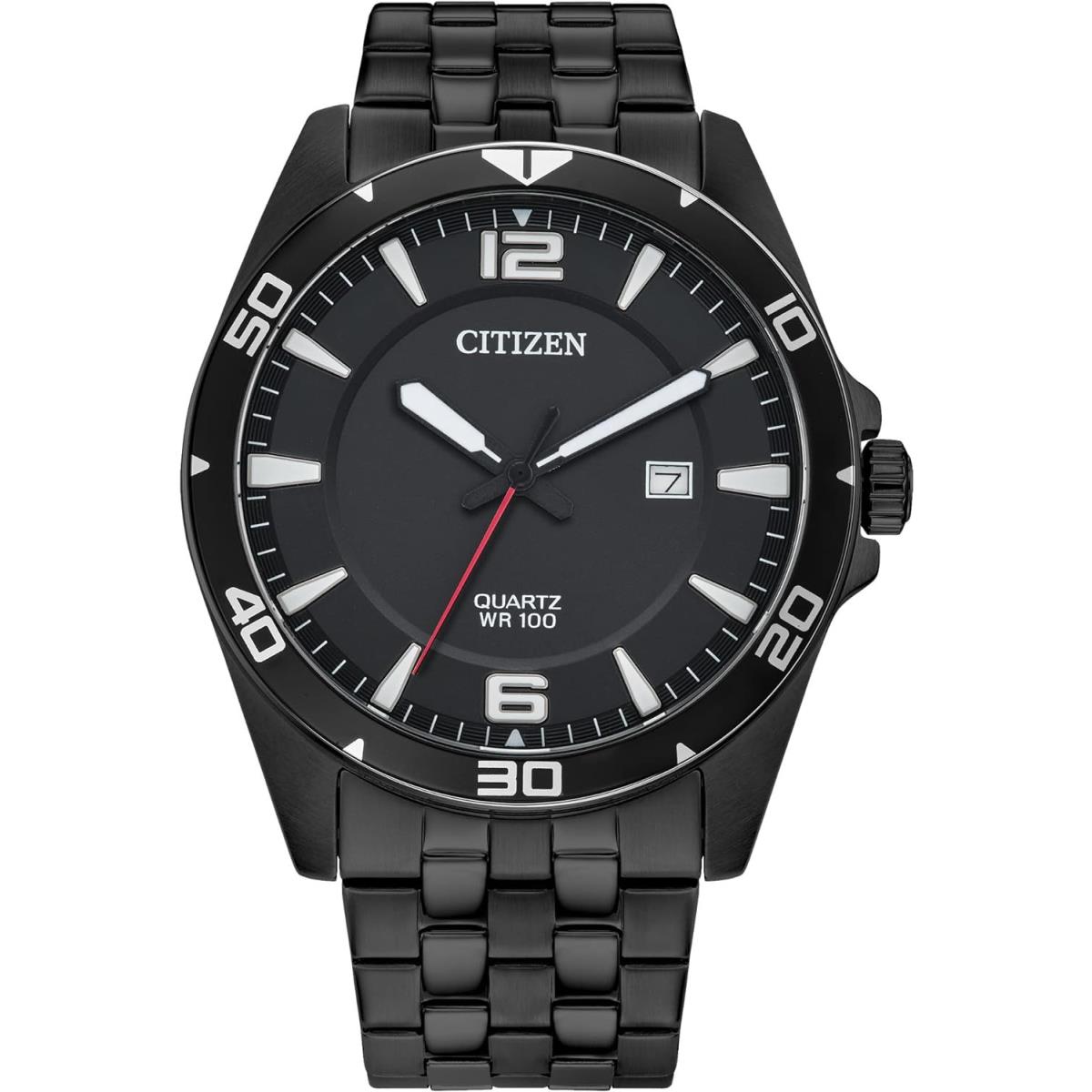 Citizen Men`s Quartz Watch Stainless Steel Black Bracelet, Black Dial